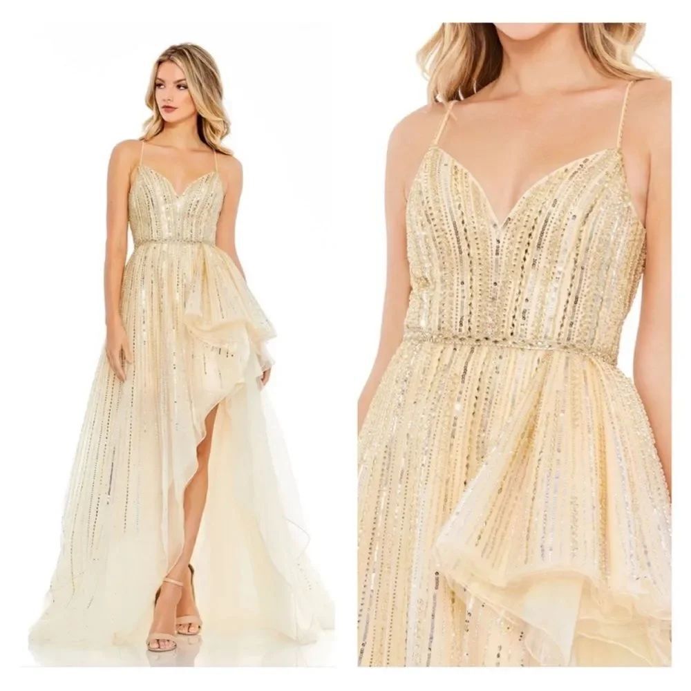 Mac Duggal 70124 Embellished Sleeveless Draped A-Line Gown | Size 4 NWT